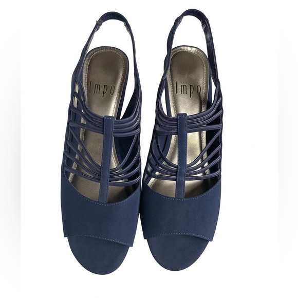 Impo Navy Blue Strappy Sandals Women’s Size 8 Wide Slingback Heel - Picture 4 of 6